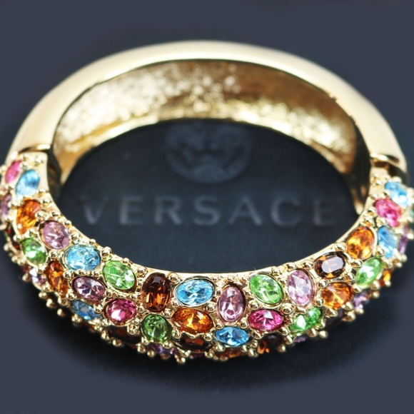 Vintage Kenneth Jay Lane Bejeweled Bangle Bracelet - Picture 4 of 8